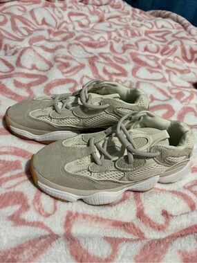 adidas x Yeezy Women's Chunky Suede & Mesh Sneakers - Light Beige with Gum Sole